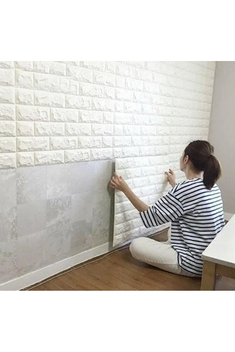3D Tuğla Desenli Kendinden Yapışkanlı Duvar Paneli 58x38 cm