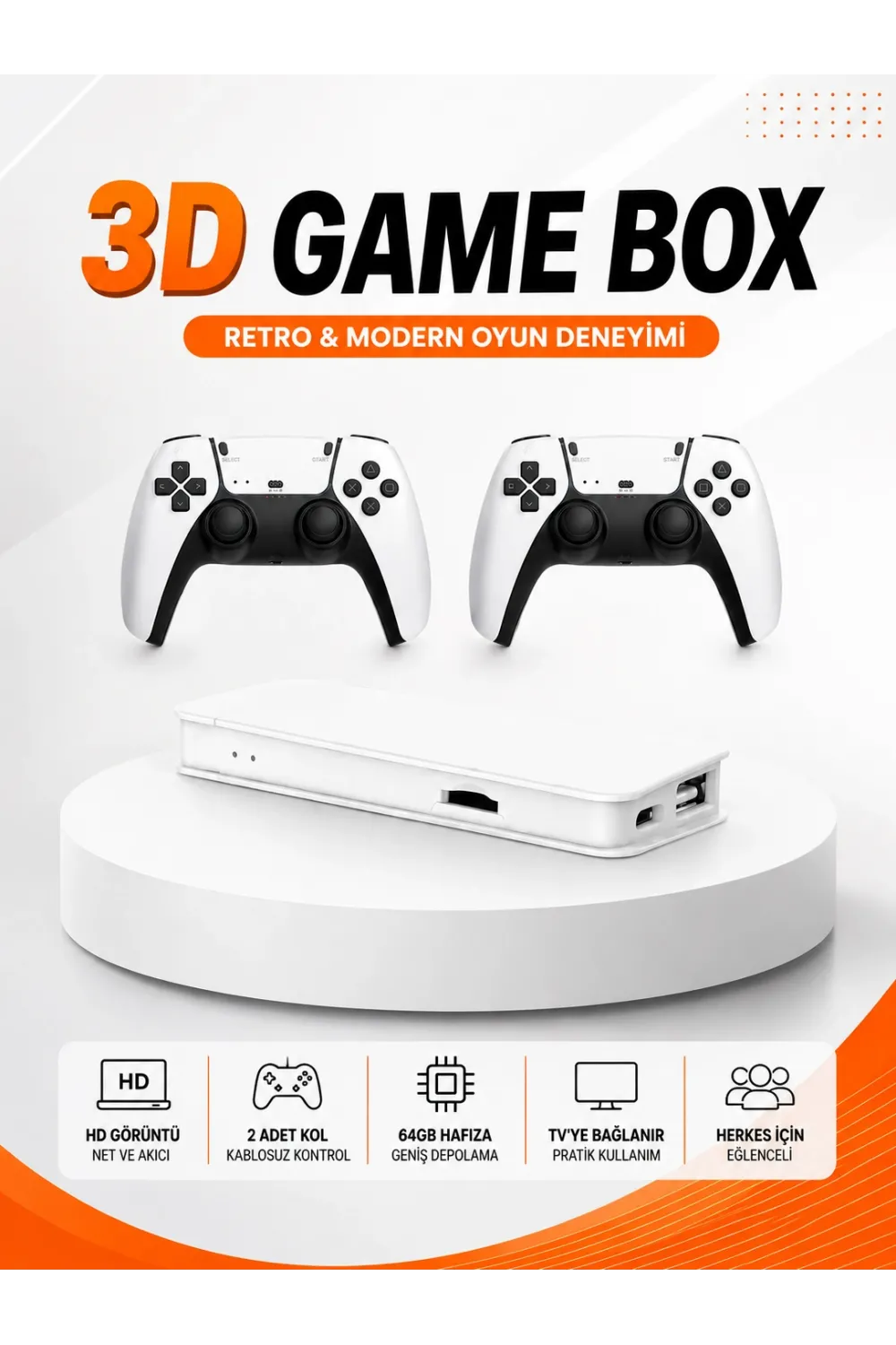 3d Ve 4k Görüntü Kaliteli Çok Oyunculu Retro Oyun Konsolu