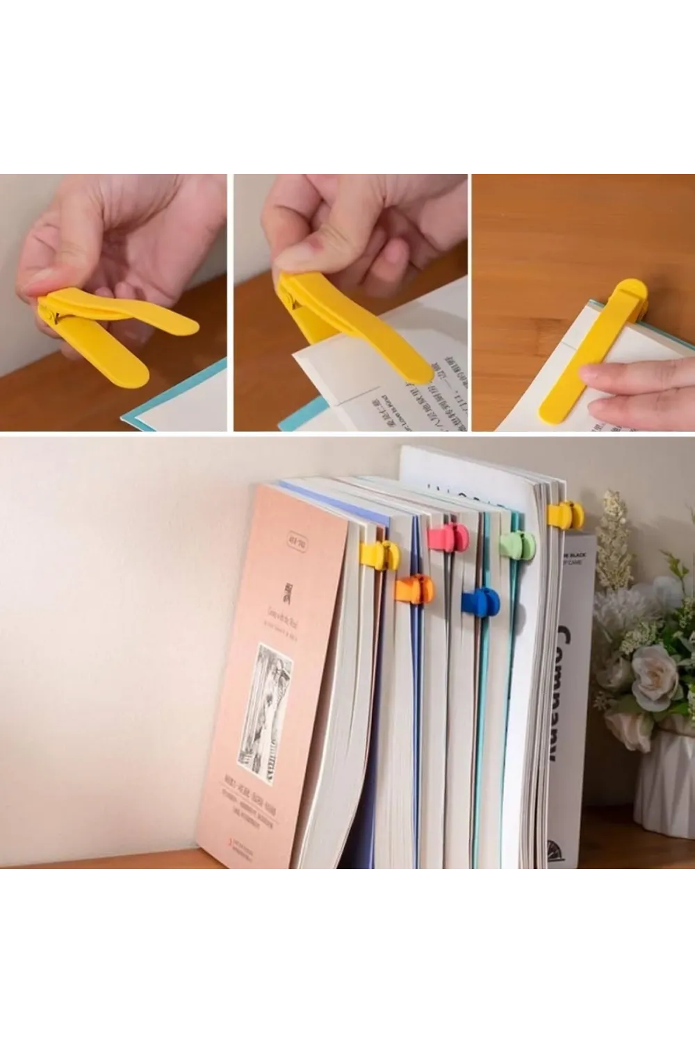 3’lü Otomatik Kitap Ayıracı – Akıllı Silikon Yer İmi Klips Seti, Okuma Severler İçin Pratik Kitap Aksesuarı