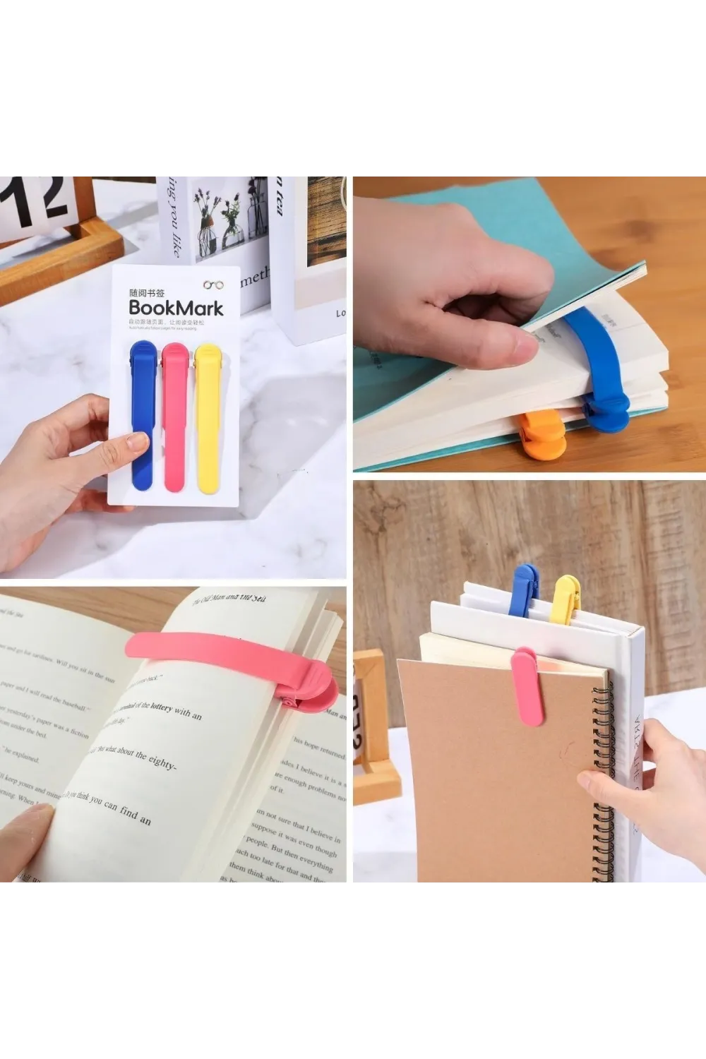 3’lü Otomatik Kitap Ayıracı – Akıllı Silikon Yer İmi Klips Seti, Okuma Severler İçin Pratik Kitap Aksesuarı