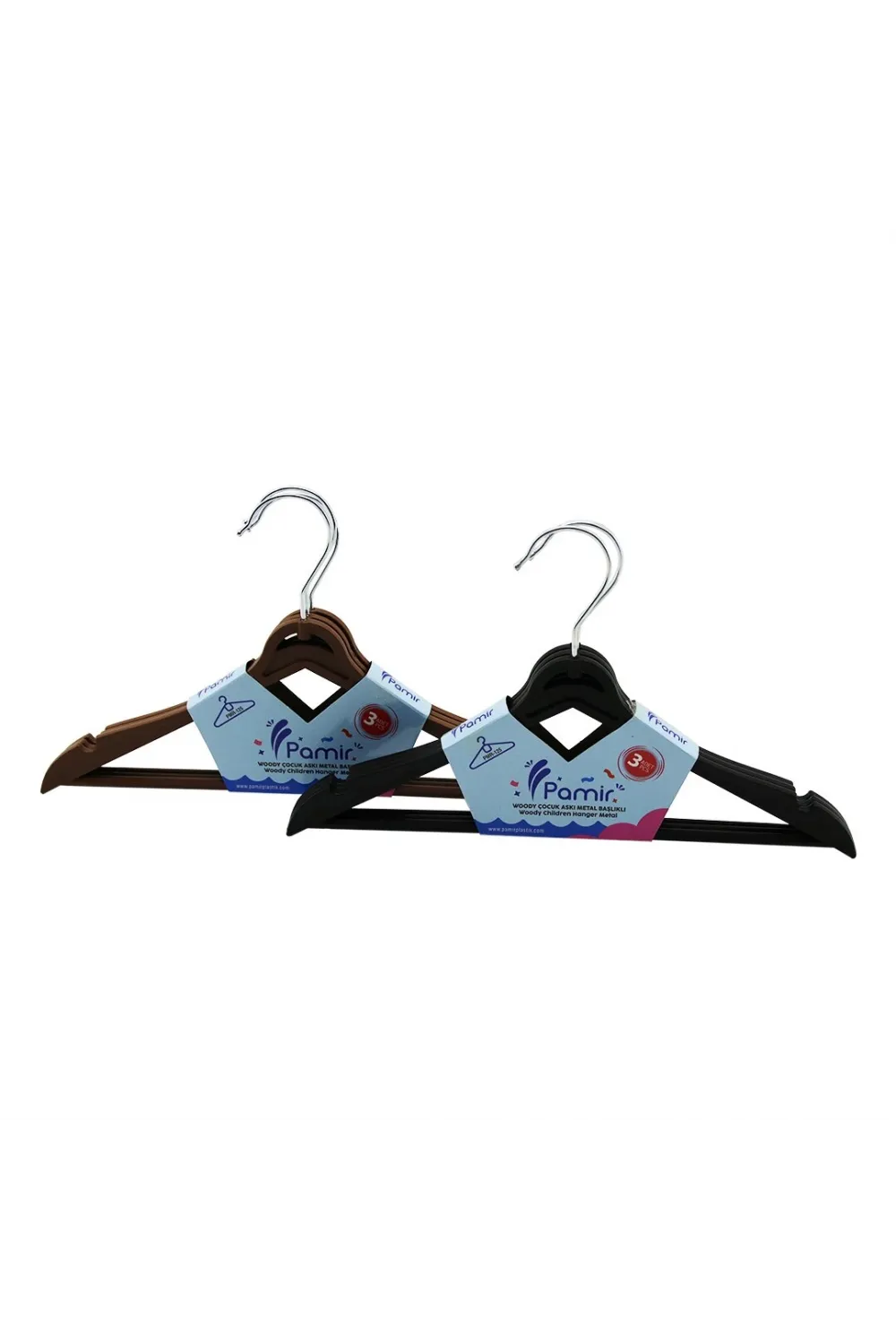 3pcs  Plastik Çocuk Elbise Askısı  Metal Başlıklı