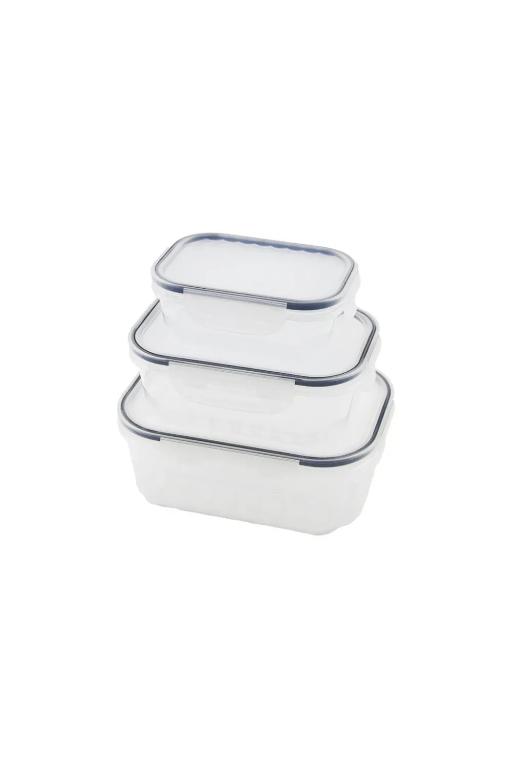 3pcs Quick Sızdırmaz Saklama Kabı Seti Şeffaf Kap - Buğulu-contalı Kapak  500-1000-1700ml