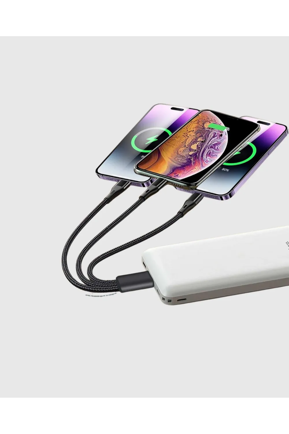 3’ü 1 Arada Hızlı Şarj Kablosu İos Android Type-c Uyumlu Ve Dayanıklı