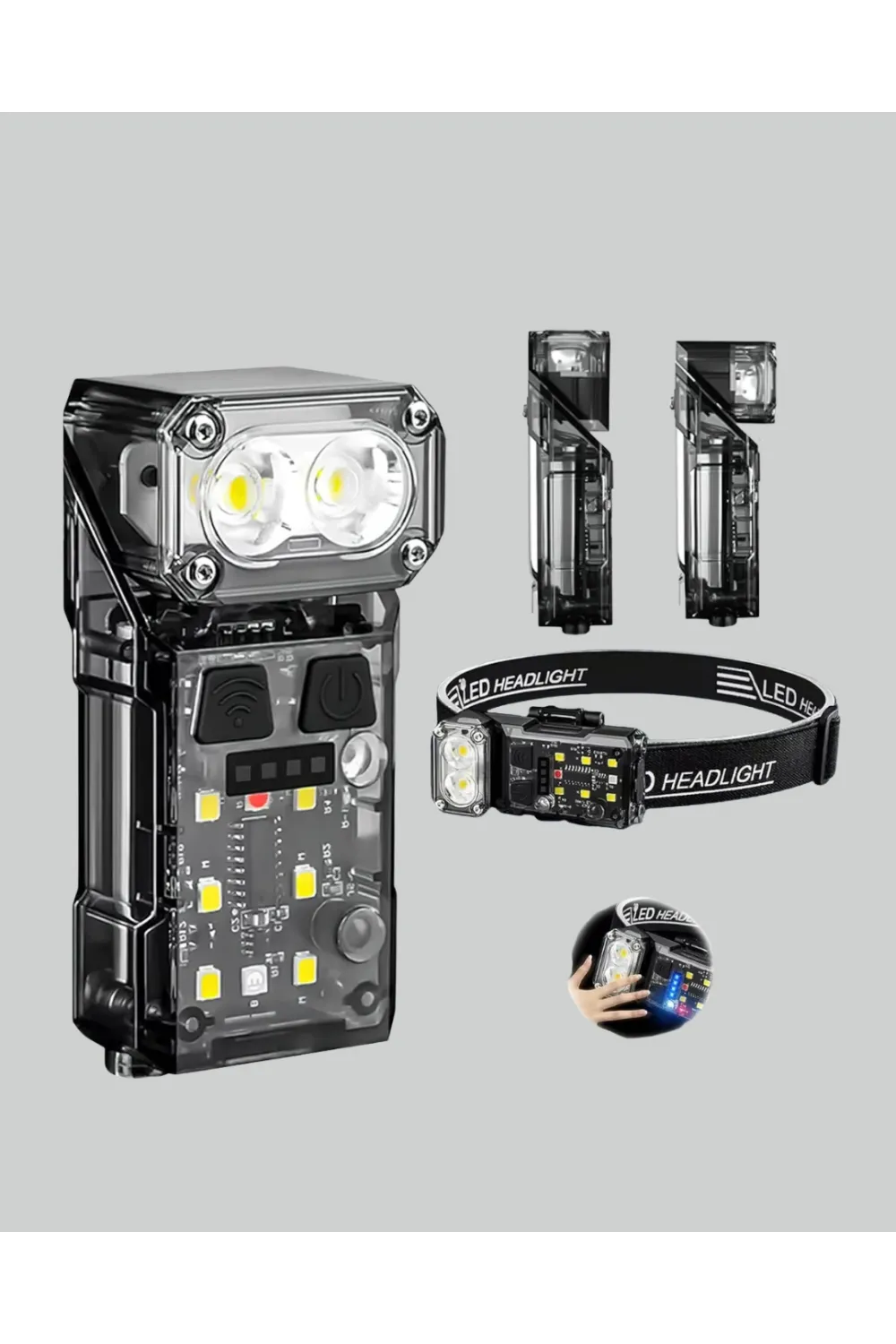 3’ü 1 Arada Led Far Şarj Edilebilir Sensörlü Manyetik 10 Saat Kullanım