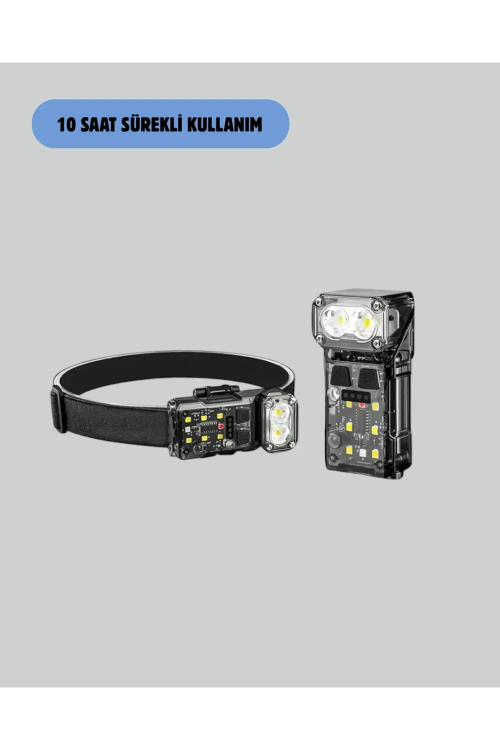 3’ü 1 Arada Led Far Şarj Edilebilir Sensörlü Manyetik 10 Saat Kullanım