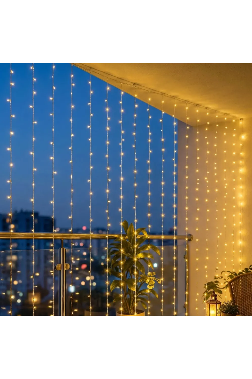 3x2 M Premium Perde LED - 8 Fonksiyonlu Su Geçirmez İç Dış Mekan Teras Dekor Işıkları