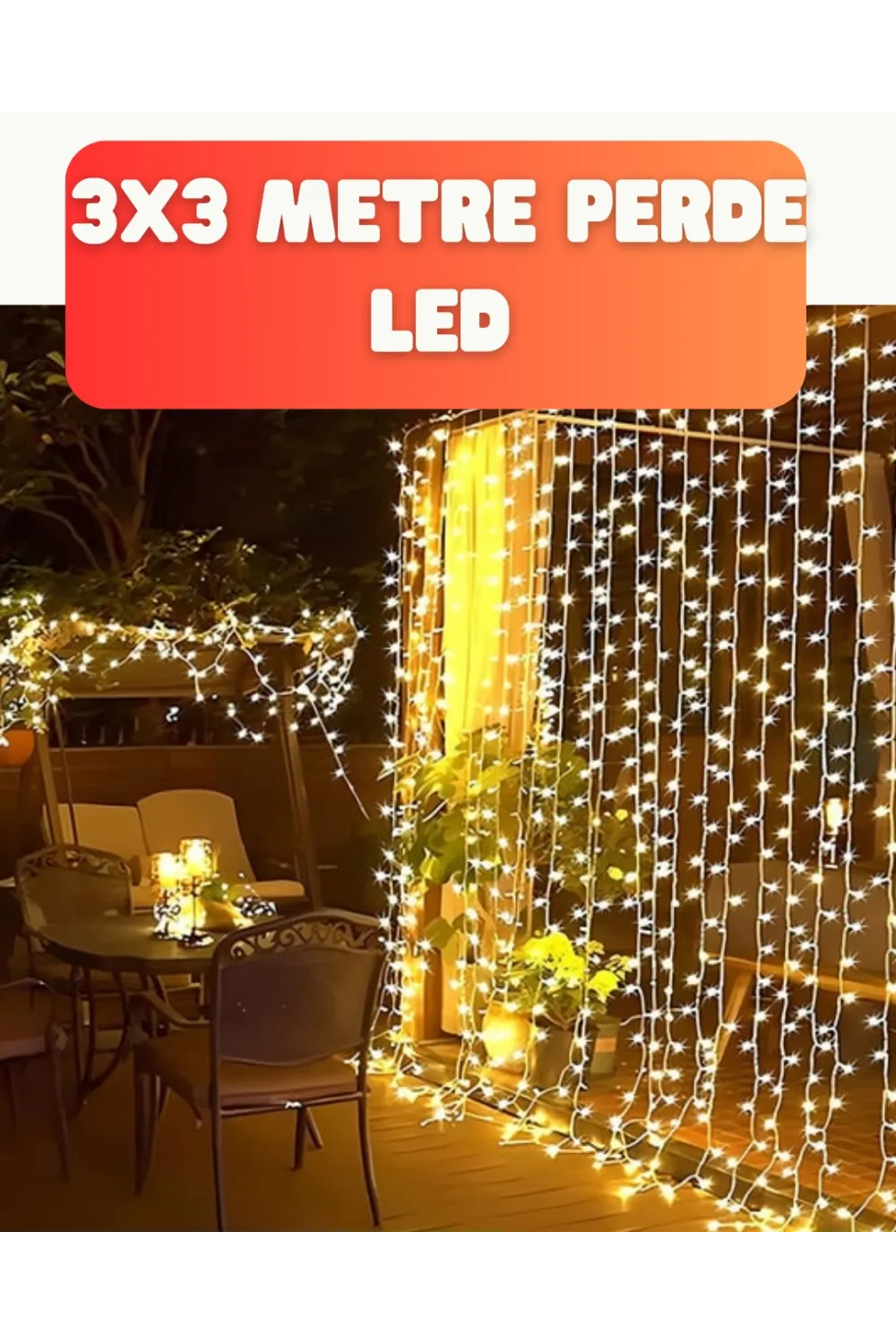 3x3 Metre Şelale Led Perde Işık İç Dış Mekân Dekorasyonu