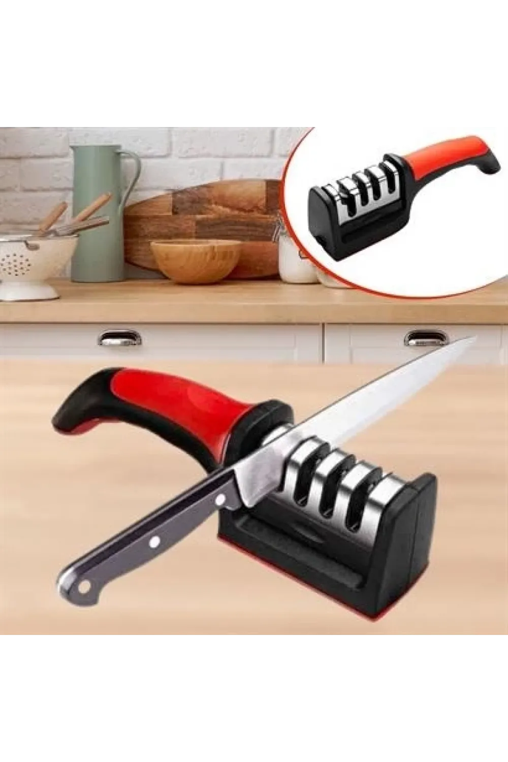 4 Aşamalı Kaymaz Tabanlı Hızlı Bıçak ve Makas Bileme Aracı  Keskin ve Pratik Kullanım