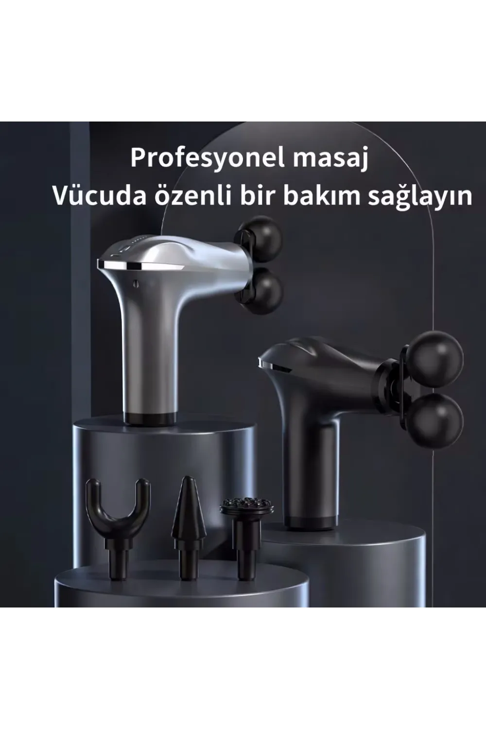 4 Başlıklı Şarjlı Masaj Tabancası Bel Sırt Boyun Bacak Kas Rahatlatıcı