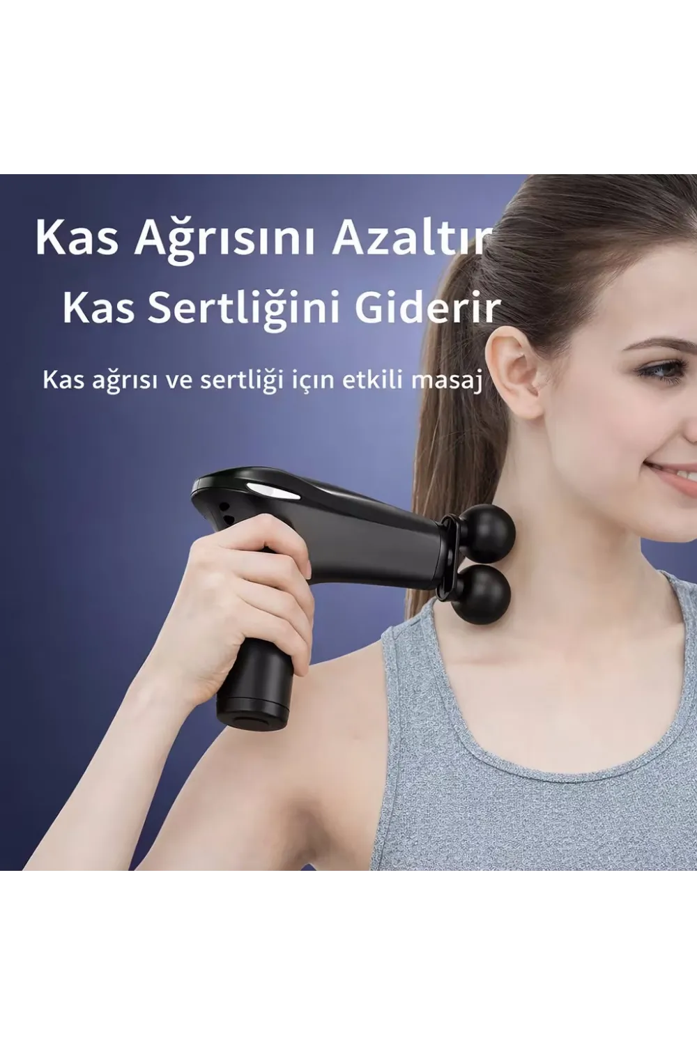 4 Başlıklı Şarjlı Masaj Tabancası Bel Sırt Boyun Bacak Kas Rahatlatıcı