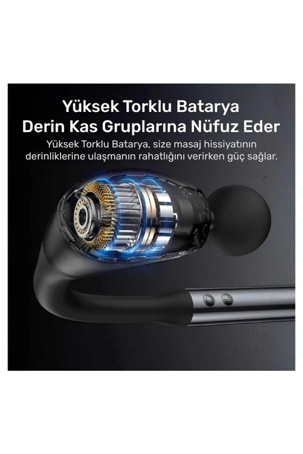 4 Başlıklı Uzun Saplı Ergonomik Profesyonel Sporcu Masaj Tabancası