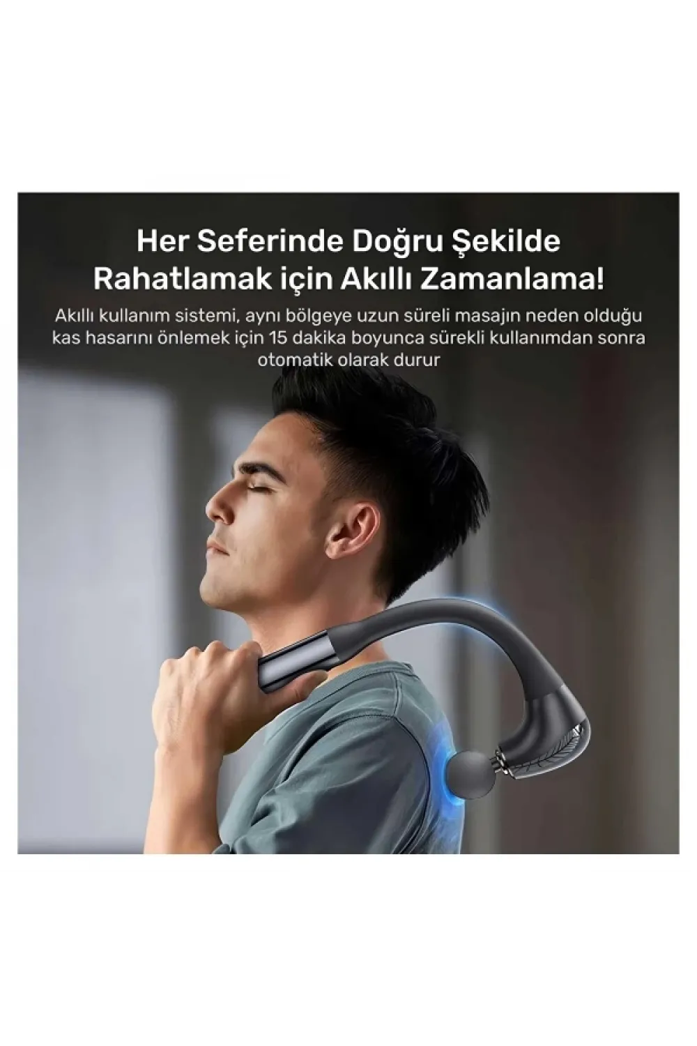 4 Başlıklı Uzun Saplı Ergonomik Profesyonel Sporcu Masaj Tabancası