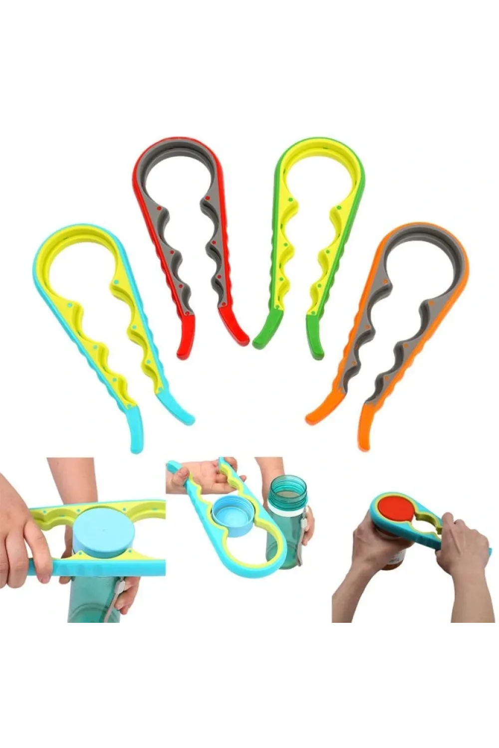 4 Fonksiyonlu Plastik -silikon Şişe Kavanoz Kapağı Açma Aparatı