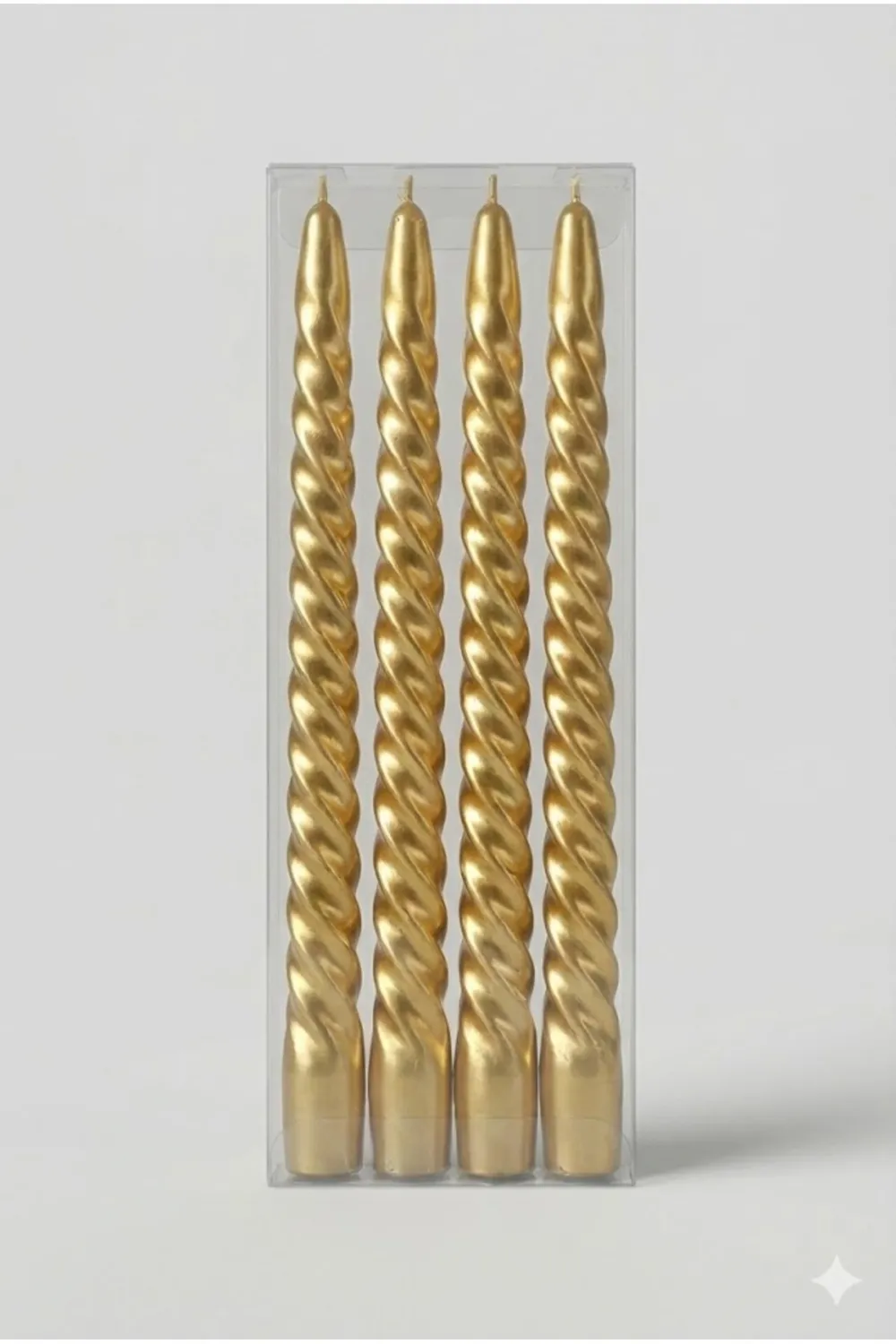 4lü Lüks Burgu Şamdan Mumu 26 cm - Damlatmaz Spiral Dekoratif Mum Seti