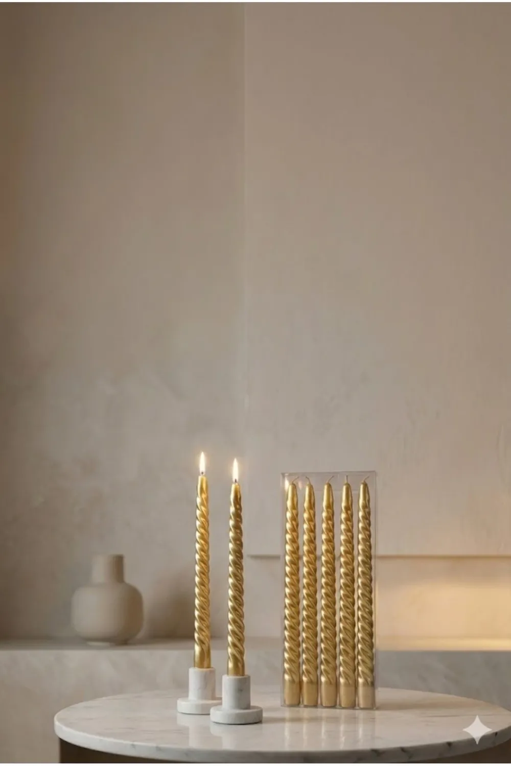 4lü Lüks Burgu Şamdan Mumu 26 cm - Damlatmaz Spiral Dekoratif Mum Seti