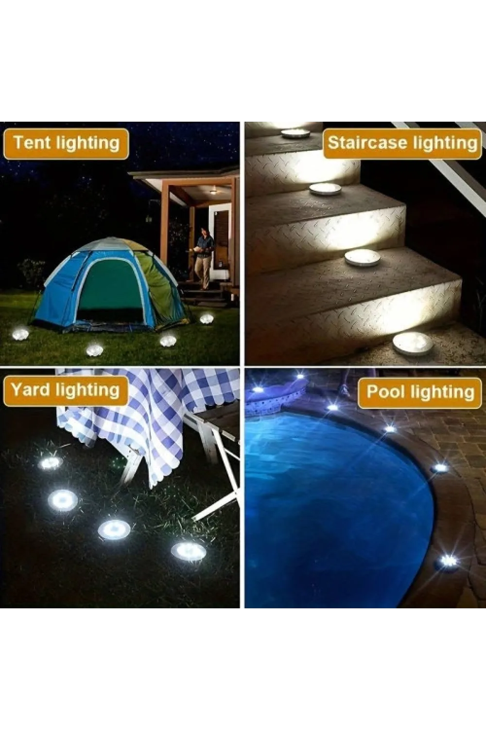 4lü Solar Panelli Kazıklı Bahçe Aydınlatması