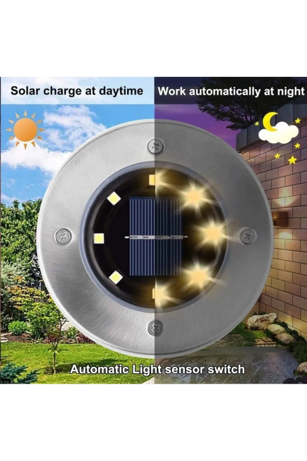 4lü Solar Panelli Kazıklı Bahçe Aydınlatması