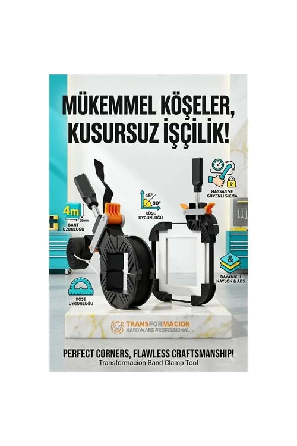 4 Metre Bantlı İşkence - Köşe Sabitleyici Çerçeve Çekçece ve Mobilya Kelepçesi 723152