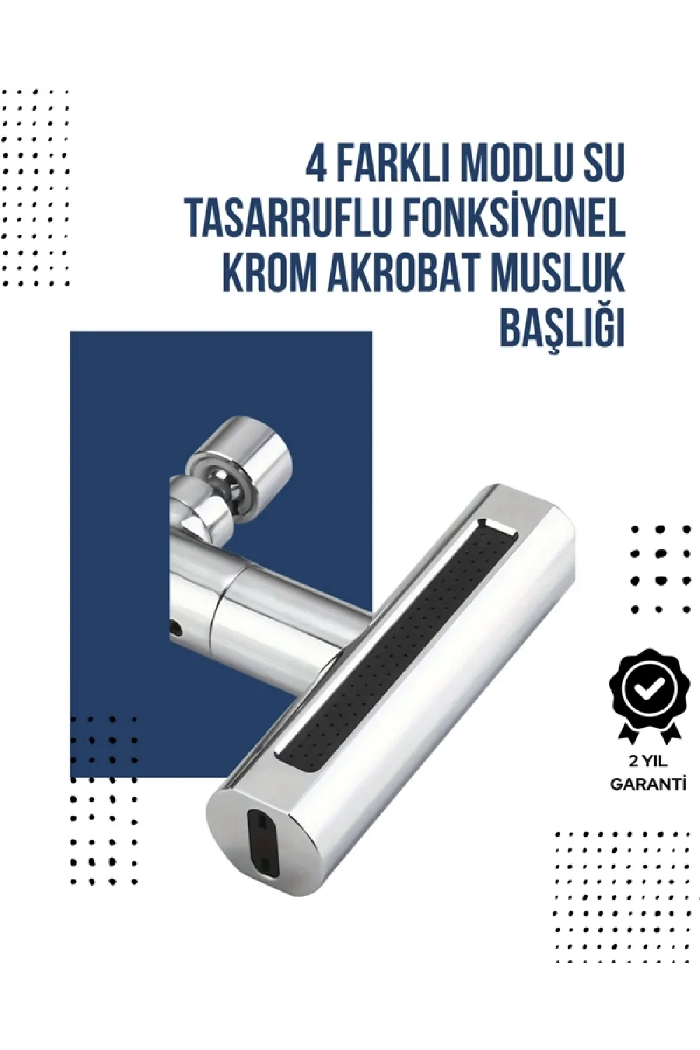4 Modlu Musluk Başlığı | Şelale, Yağmur, Sprey, Köpük Akışı | Yüksek Basınç Performansı | Modern Tasarım