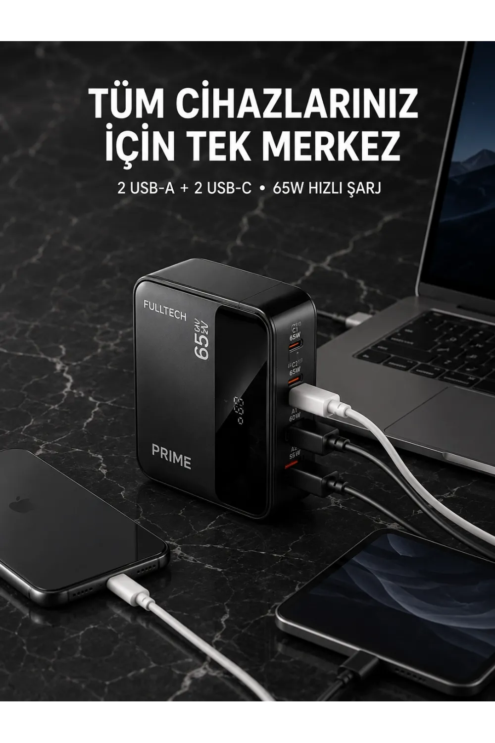 4 Portlu Gan Masaüstü Hızlı Şarj İstasyonu