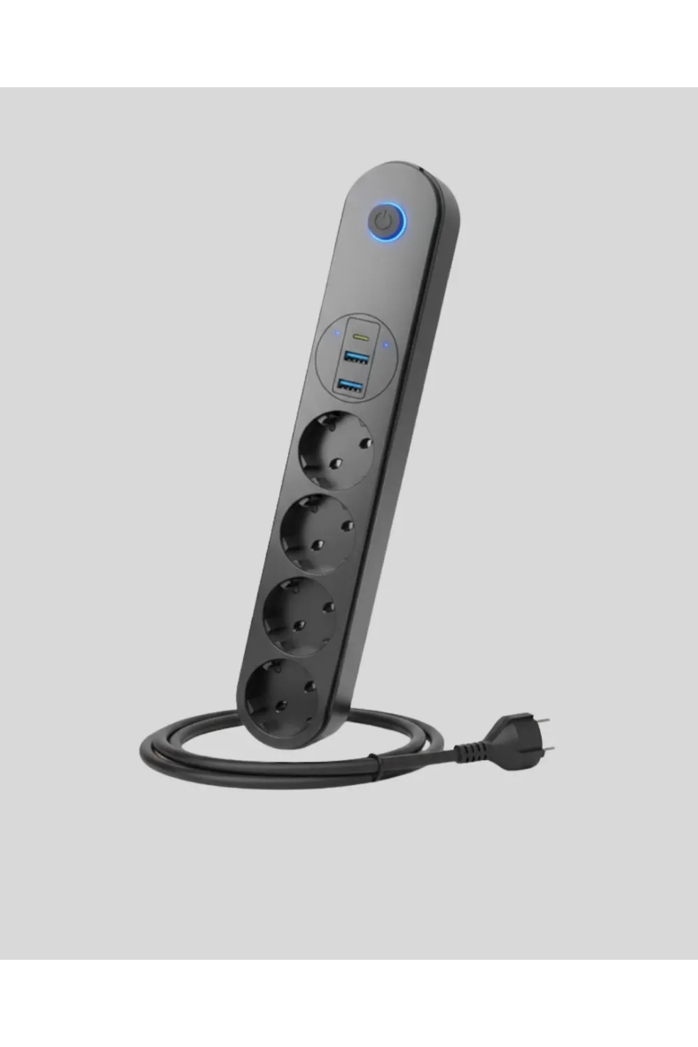 4 Priz 2 Usb 1 Type-c Akım Korumalı Çoklu Priz Led Anahtarlı