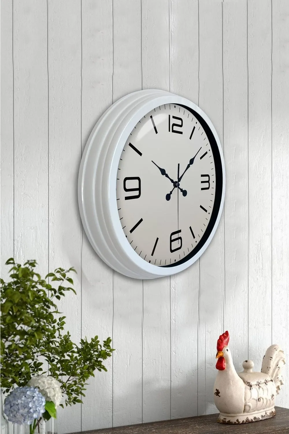 40 cm Beyaz Metal Modern Duvar Saati