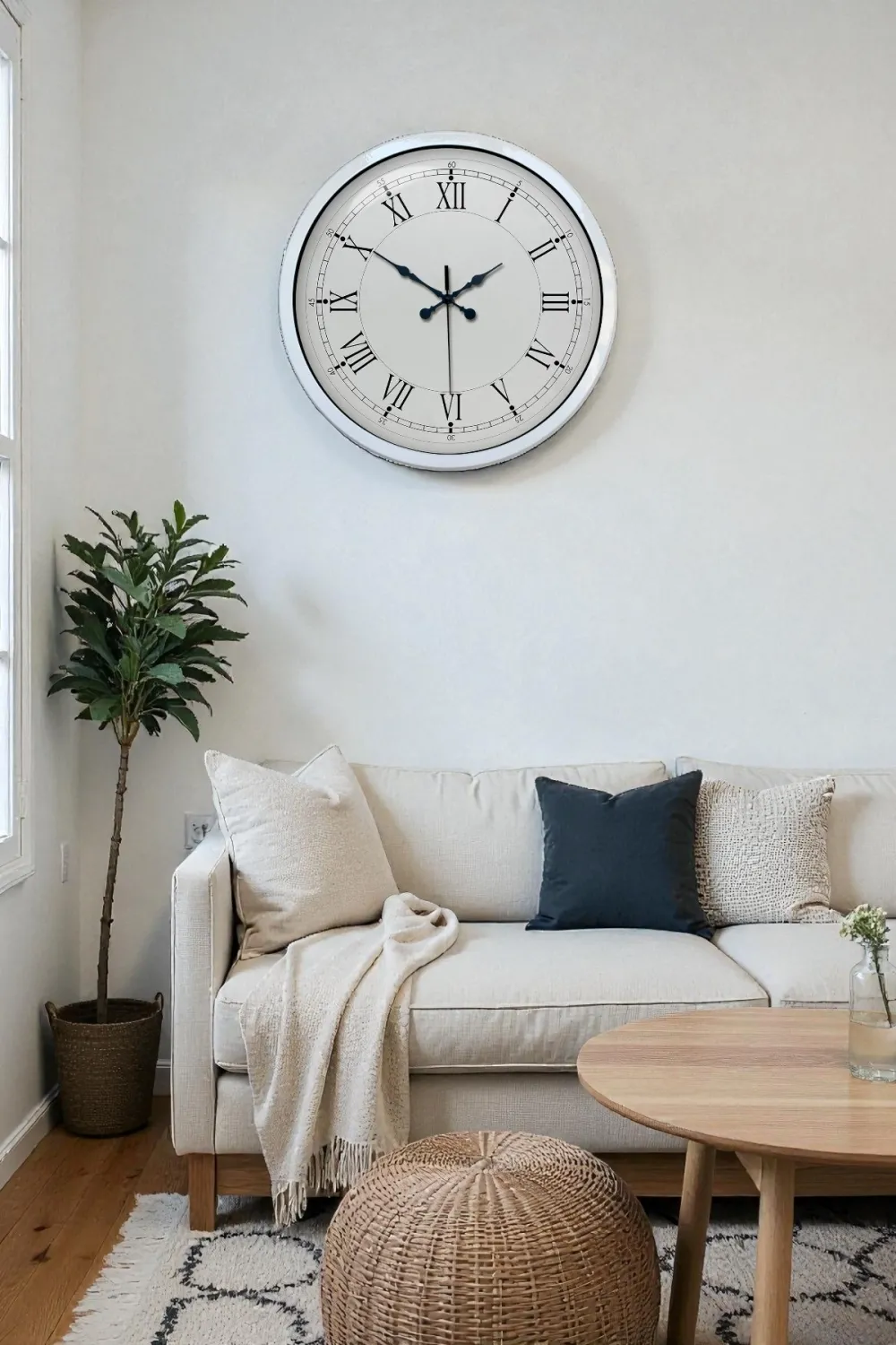 40 cm Beyaz Metal Retro Duvar Saati