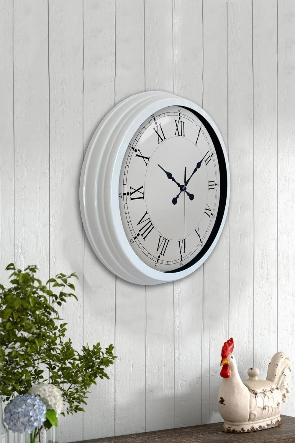 40 cm Beyaz Metal Retro Duvar Saati