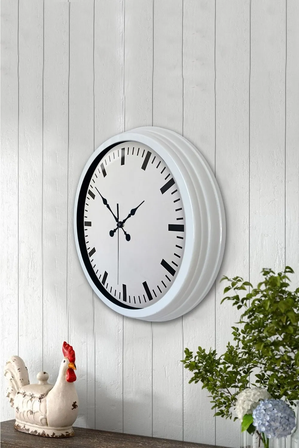 40 cm Beyaz Metal Sade Duvar Saati