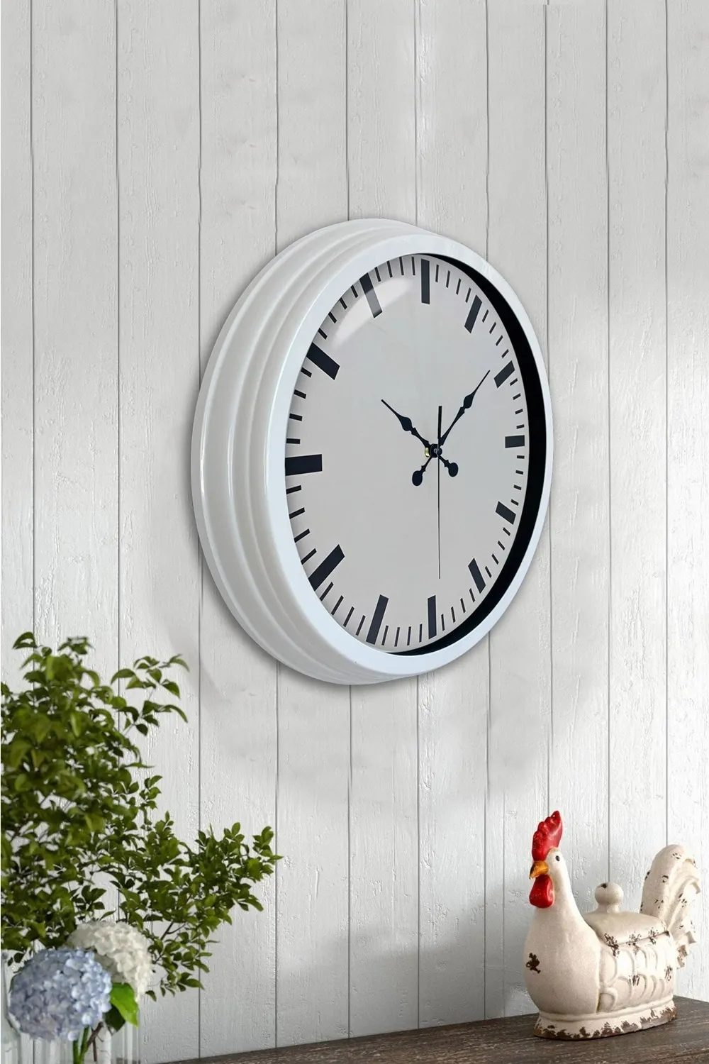 40 cm Beyaz Metal Sade Duvar Saati