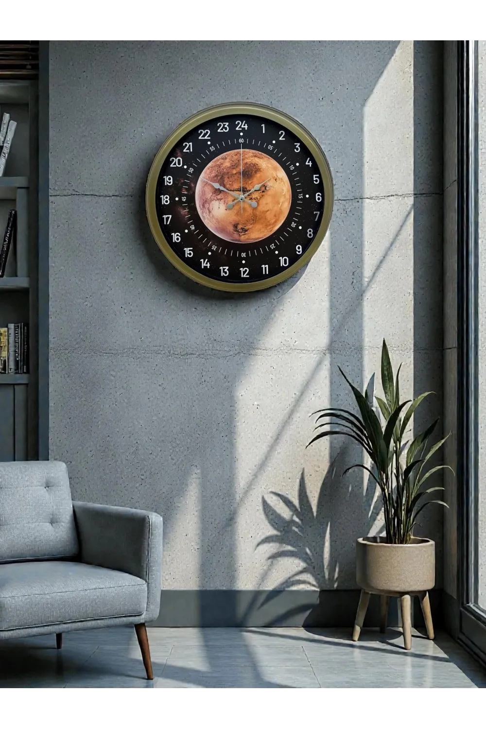 40 Cm Eskitme Metal 24 Saat Göstergeli Özel Tasarım Duvar Saati