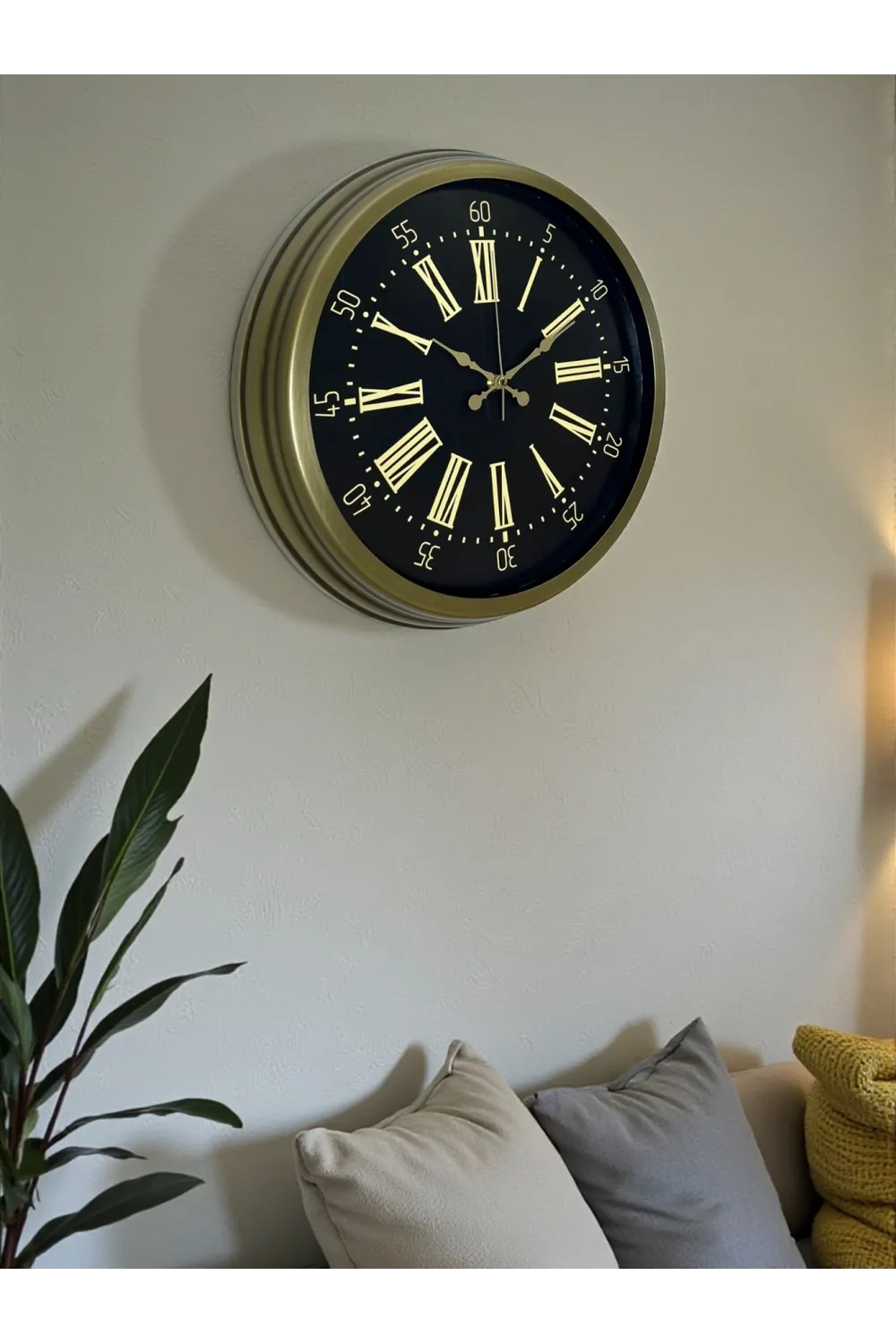 40 Cm Metal Antik Roma Eskitme Duvar Saati