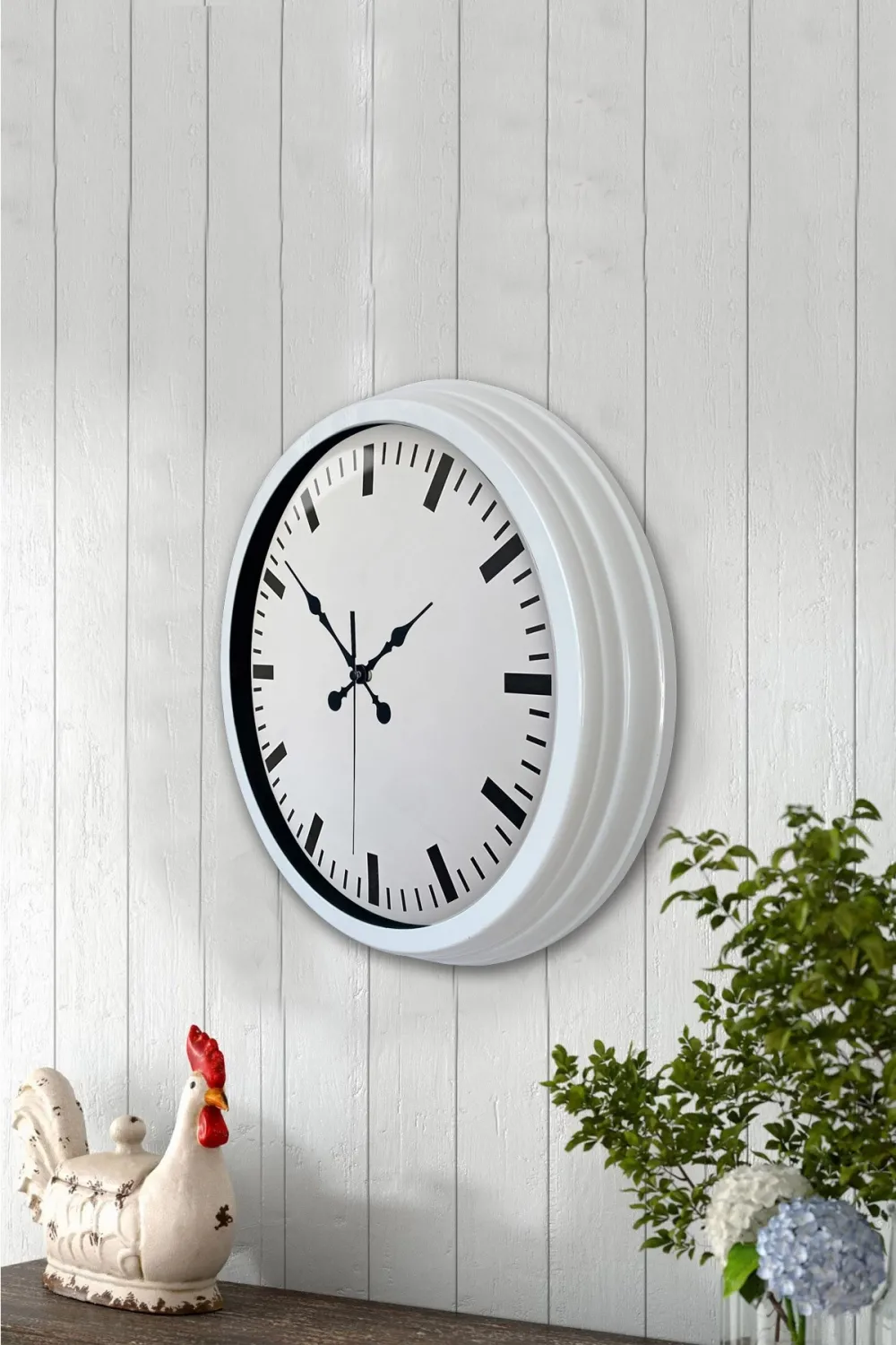 40 Cm Metal  Beyaz Modern Duvar Saati