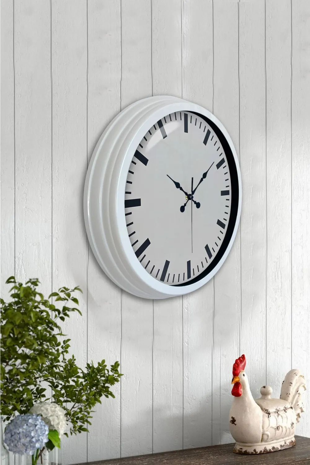 40 Cm Metal  Beyaz Modern Duvar Saati