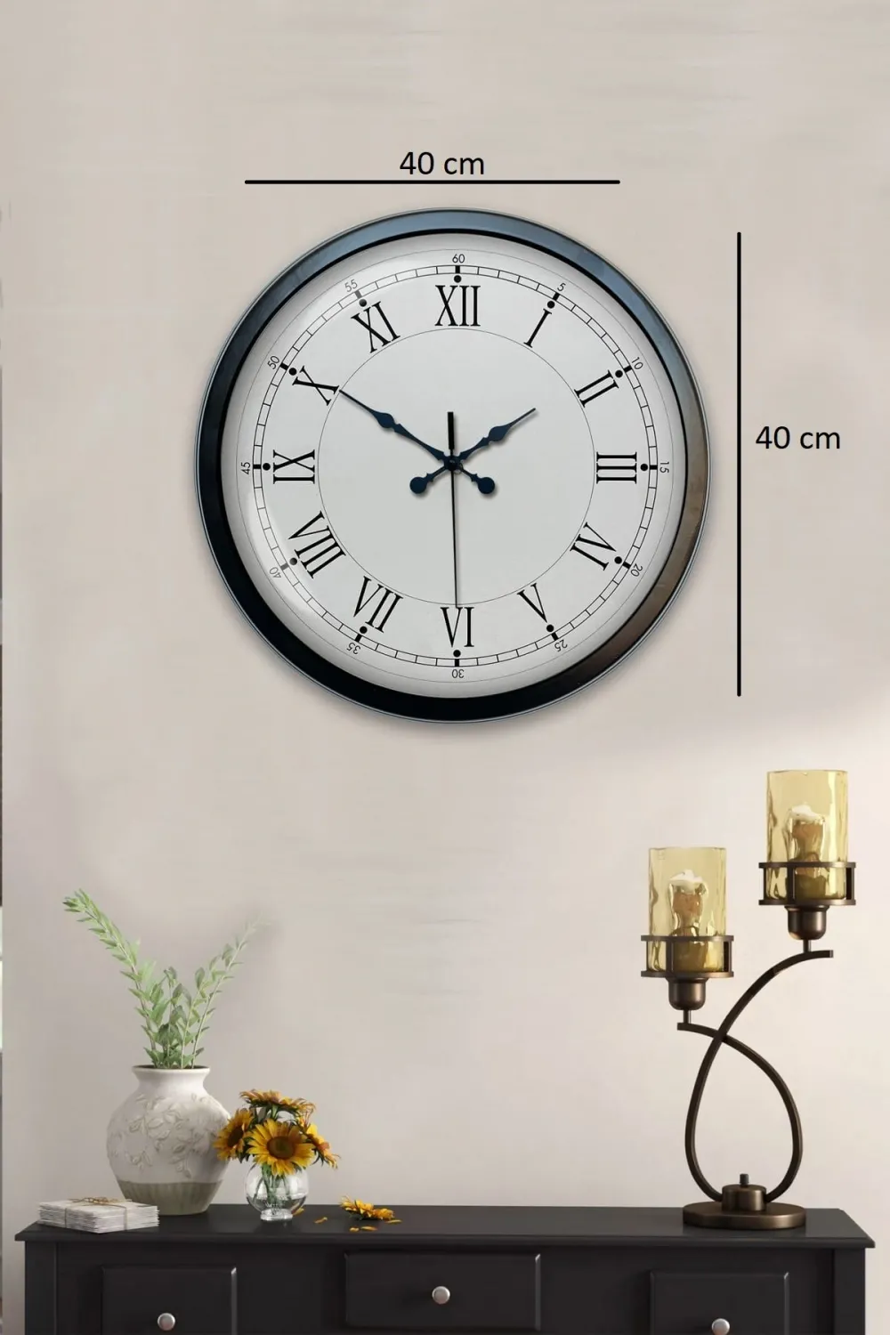 40 cm Siyah Metal Retro Duvar Saati
