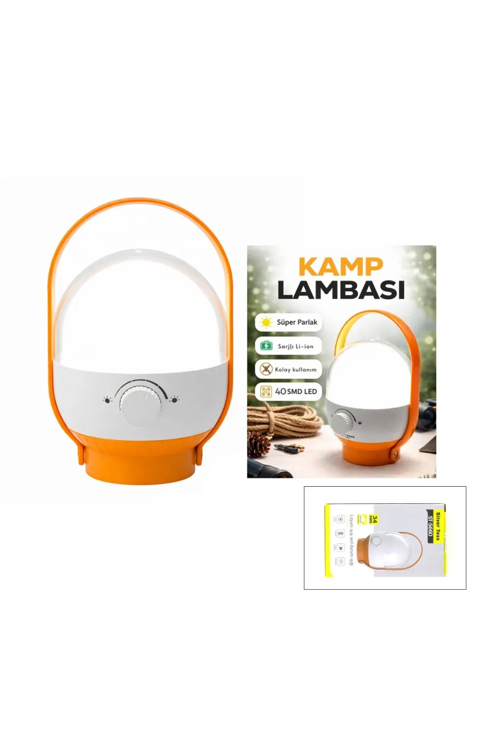 40 LED USB Şarjlı Kamp Lambası 2400mAh Ayarlanabilir Işık