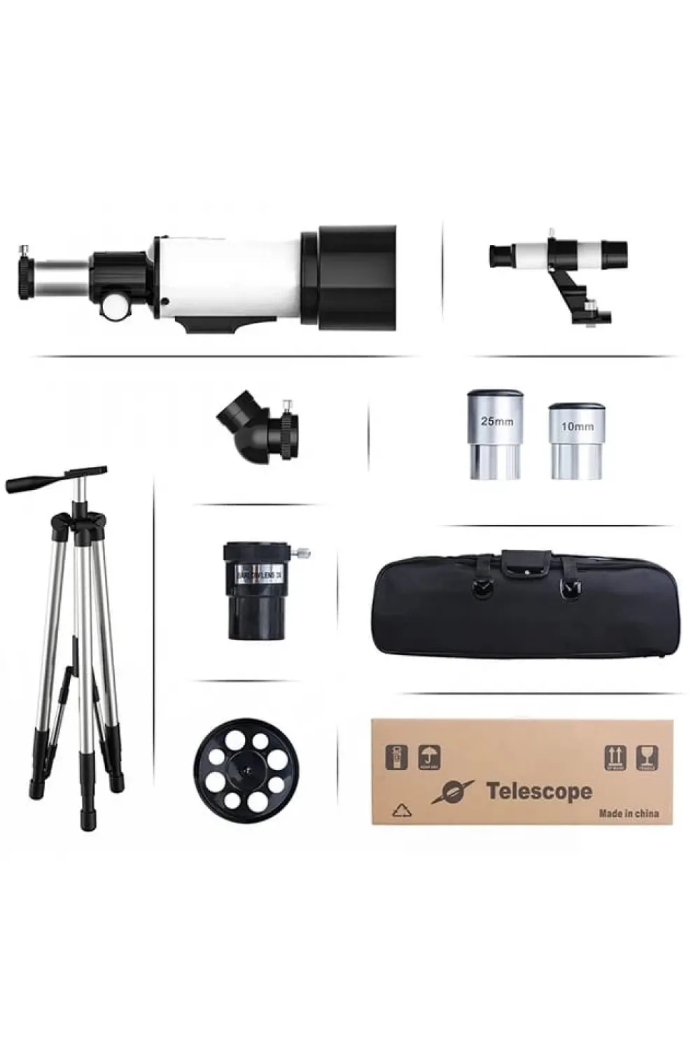 400x70mm Açıklıklı Refrakter Teleskoplar (15x150x), Telefon Adaptörlü Reflex