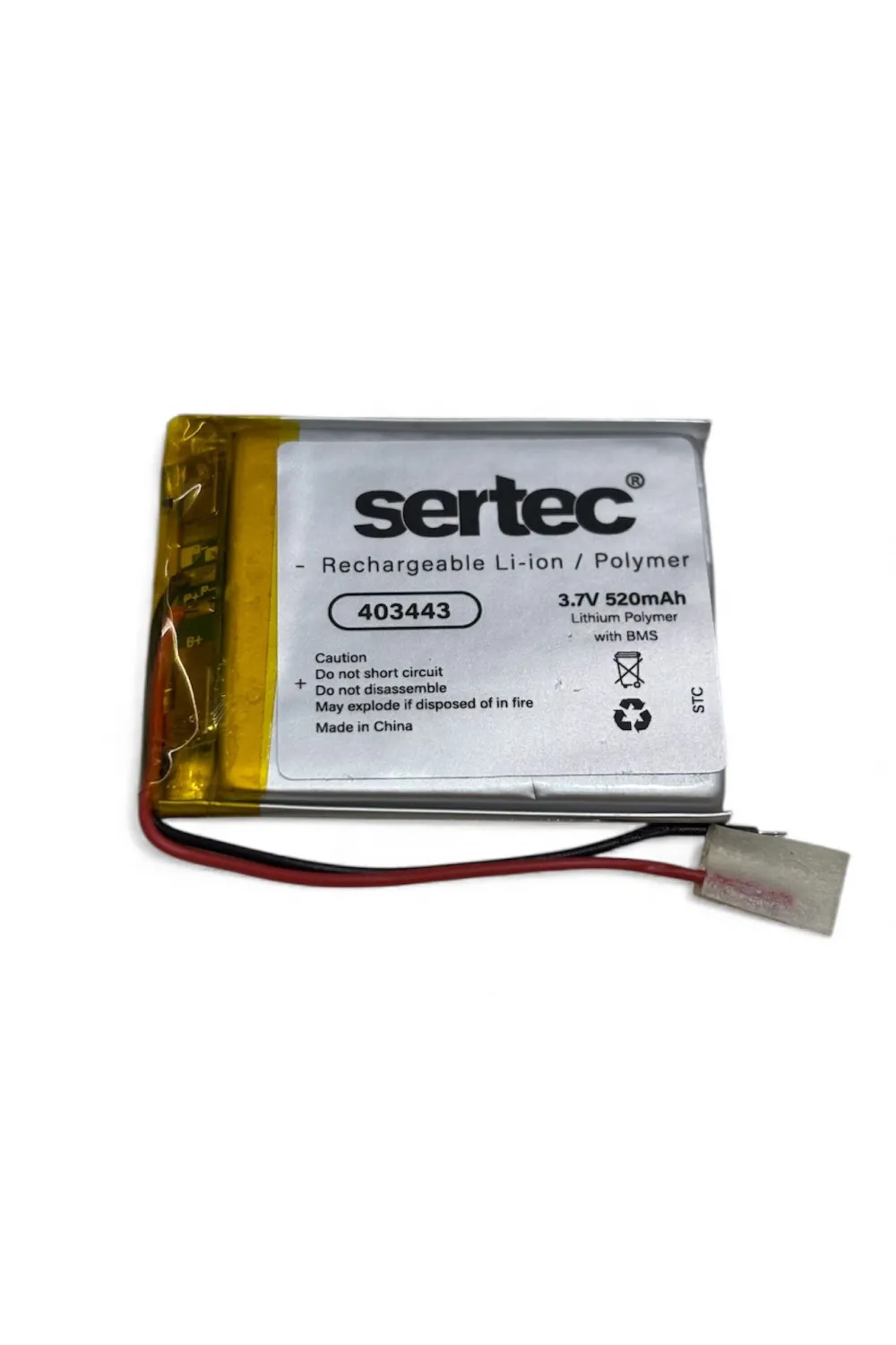 403443 3.7V 520 MAh Li-Polymer Pil (Devreli/1.5A)