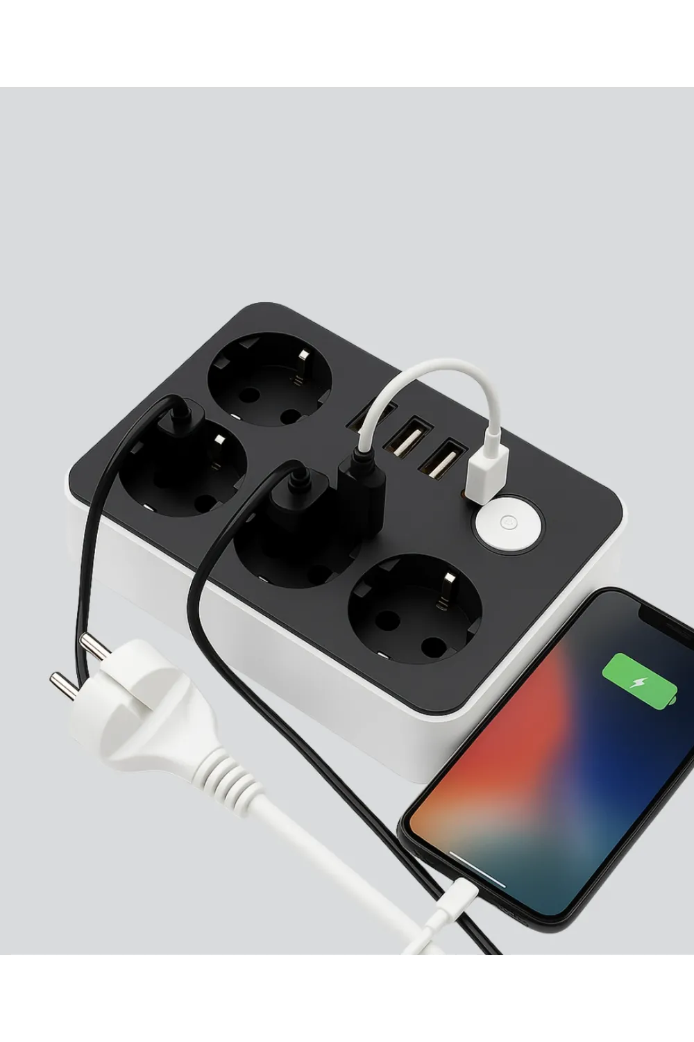 4.1a Hızlı Şarjlı Akım Korumalı 4 Priz Ve 3 Usb Çıkışlı Priz