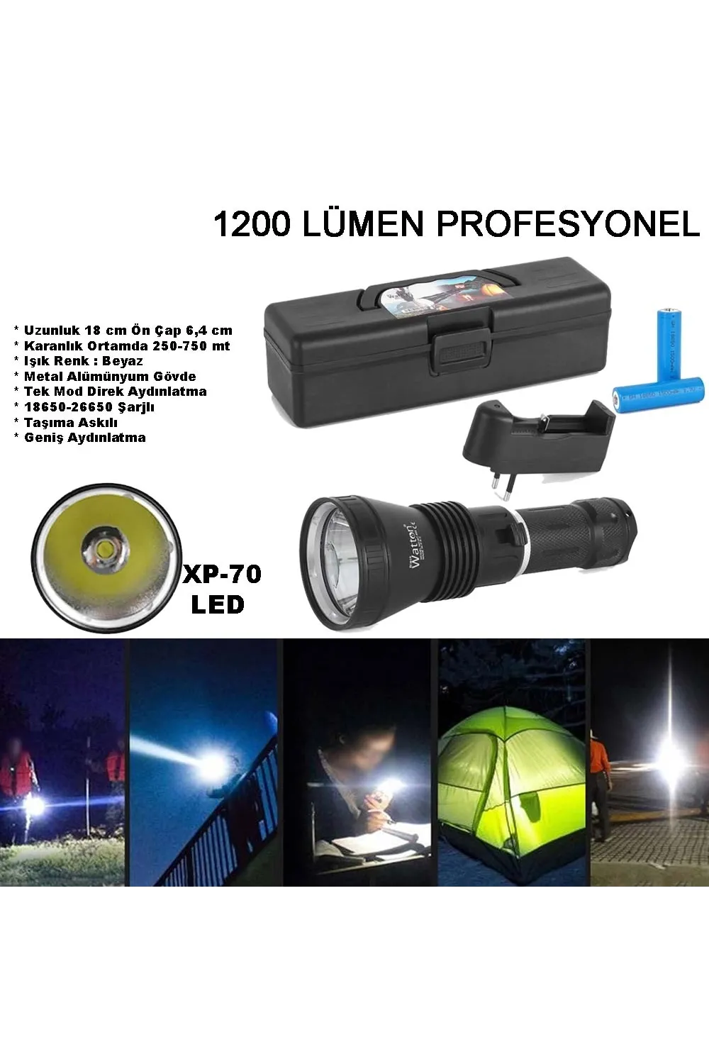 4200 Lümen Profesyonel Şarjlı El Feneri Wt-655