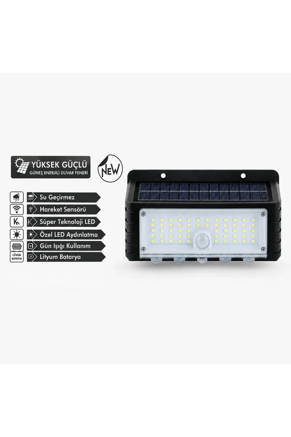 44 Led Güneş Enerjili Hareket Sensörlü LED Duvar Lambası PD672