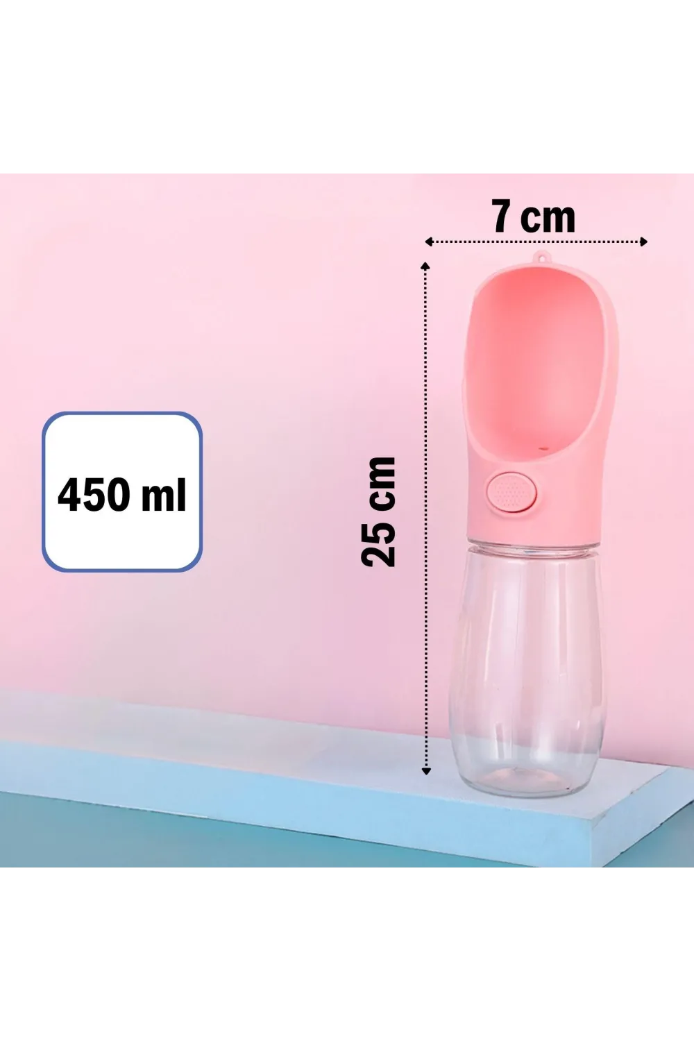 450 Ml Taşınabilir Butonlu Evcil Hayvan Suluğu