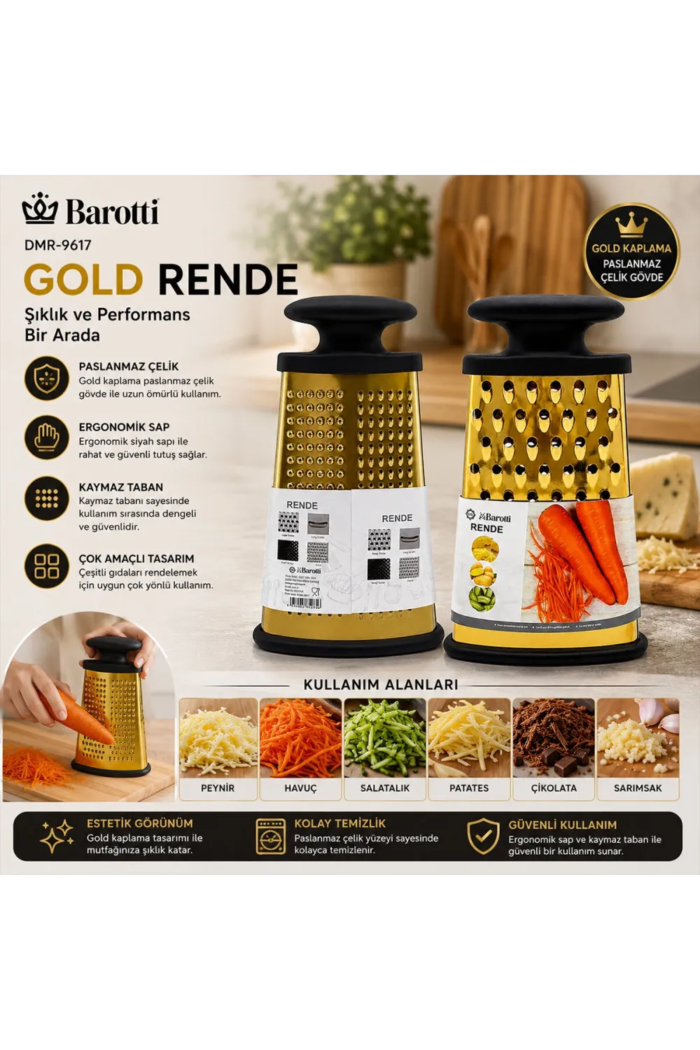 4gen Çelik Metal Gold Rende Silikon Kaplama Taban