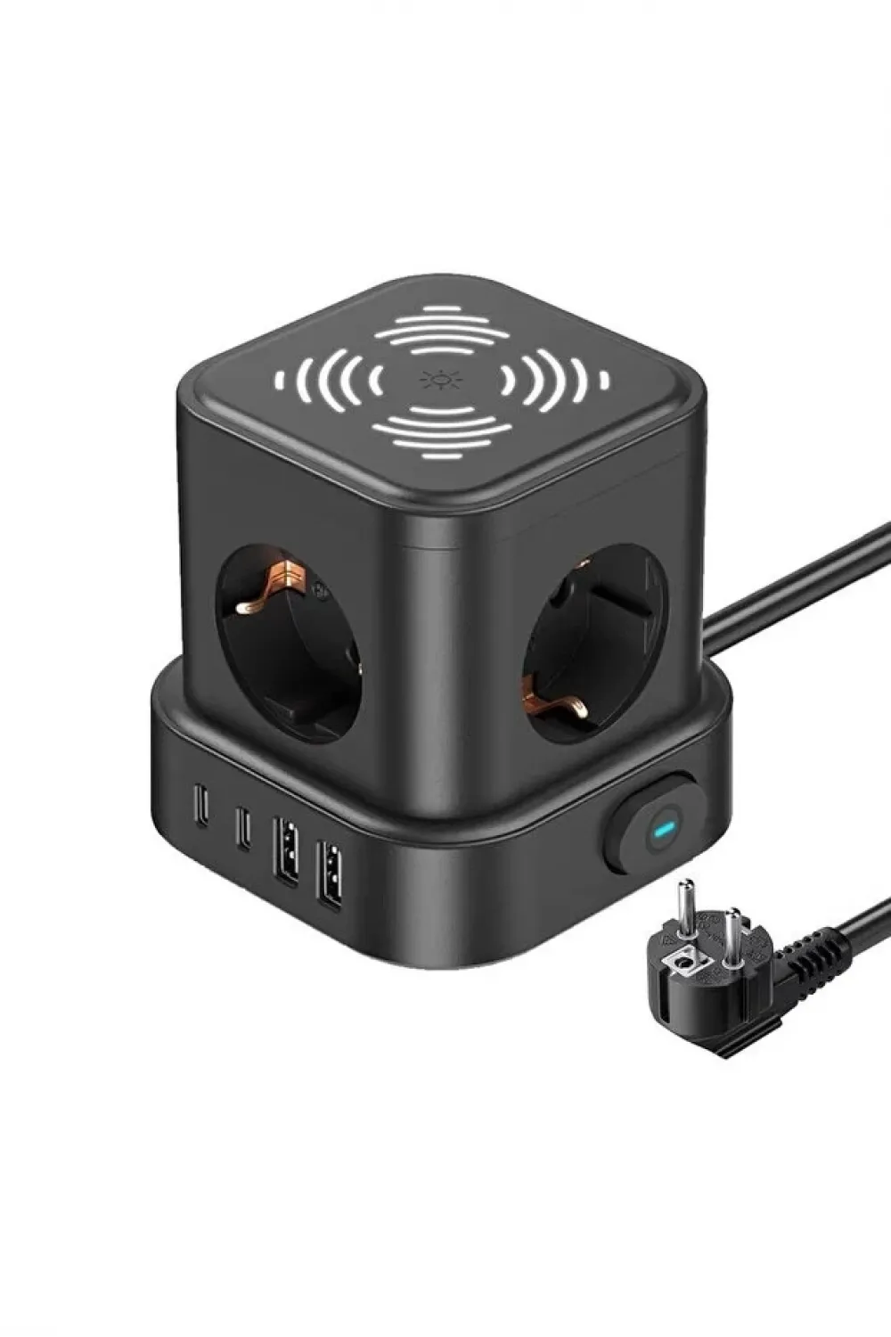 4lü Akım Korumalı Priz Gece Lambalı 2xusb 2xtype-c Çıkış Yüksek Gerilim Koruma Çoklu Priz Çoğaltıcı