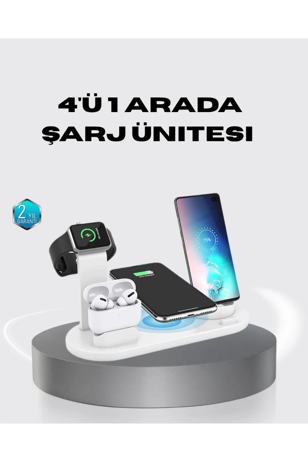 4’lü Apple Kablosuz Şarj Standı İphone Watch Ve Airpods Çoklu Şarjlı
