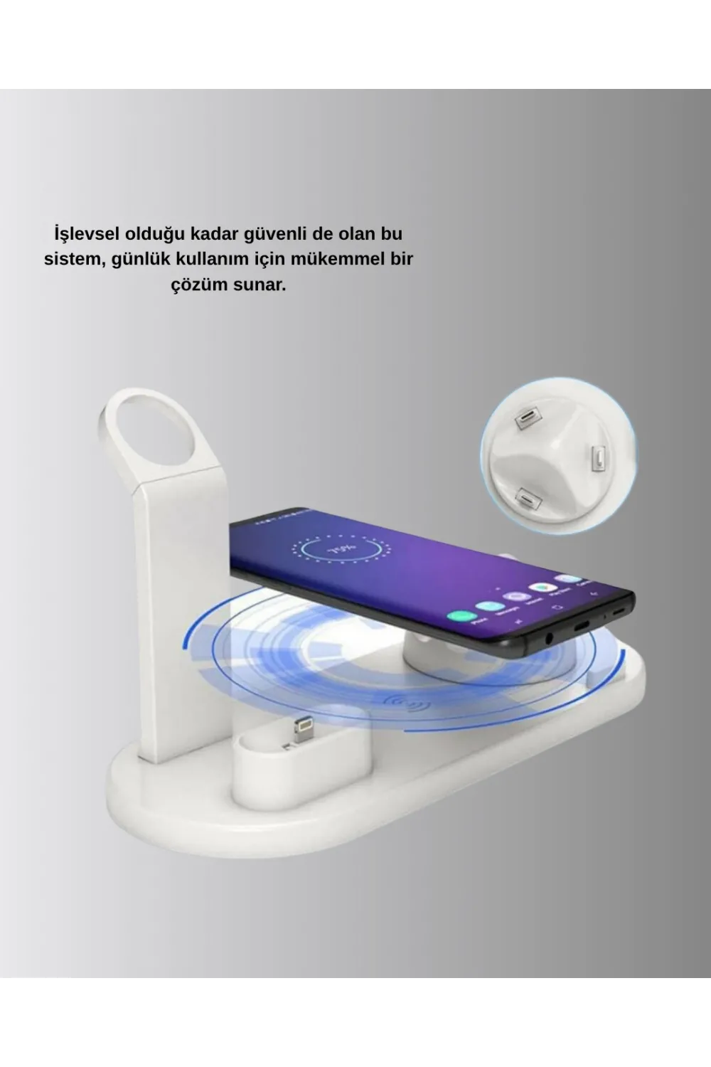 4’lü Apple Kablosuz Şarj Standı İphone Watch Ve Airpods Çoklu Şarjlı