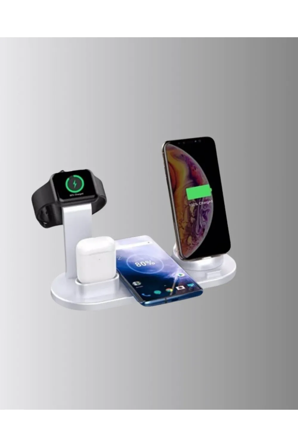4’lü Apple Kablosuz Şarj Standı İphone Watch Ve Airpods Çoklu Şarjlı