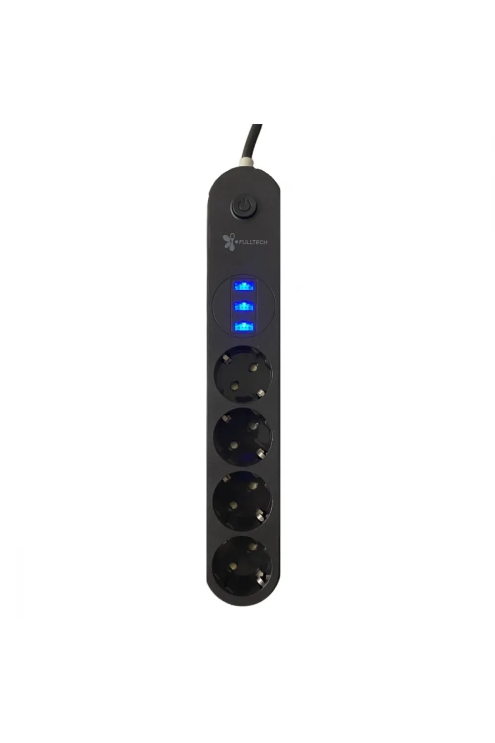 4lü Siyah Anahtarlı 3 USB Li Akım Korumalı Topraklı Çocuk Korumalı Grup Priz 2 Metre