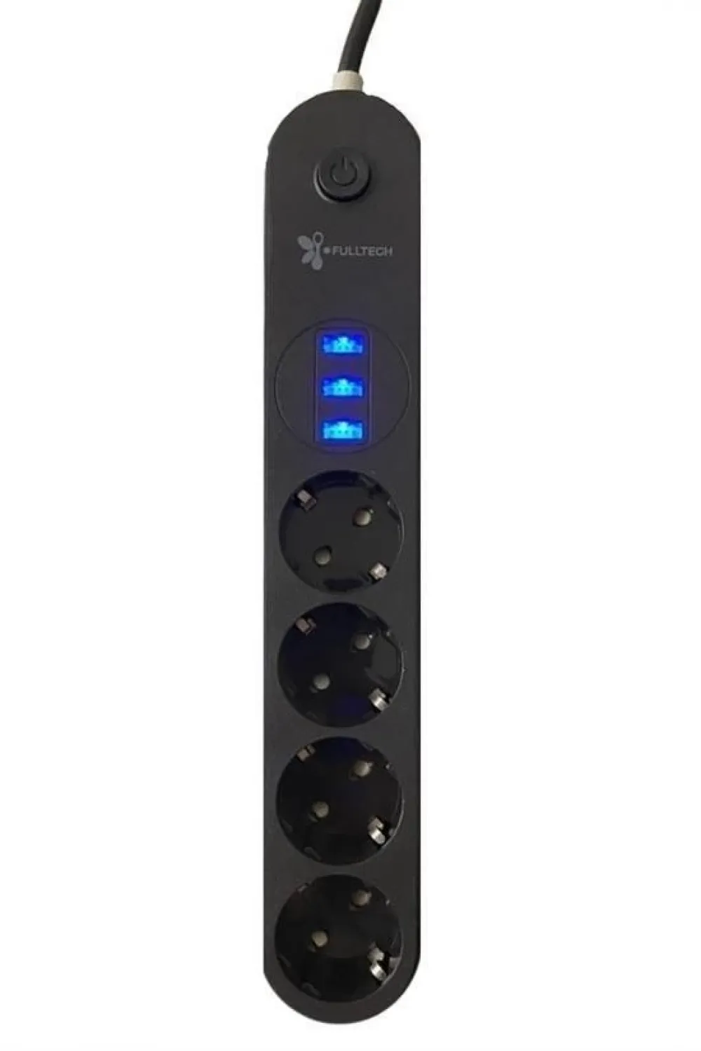 4lü Siyah Anahtarlı 3 Usb Li Akım Korumalı Topraklı Çocuk Korumalı Grup Priz 2 Metre