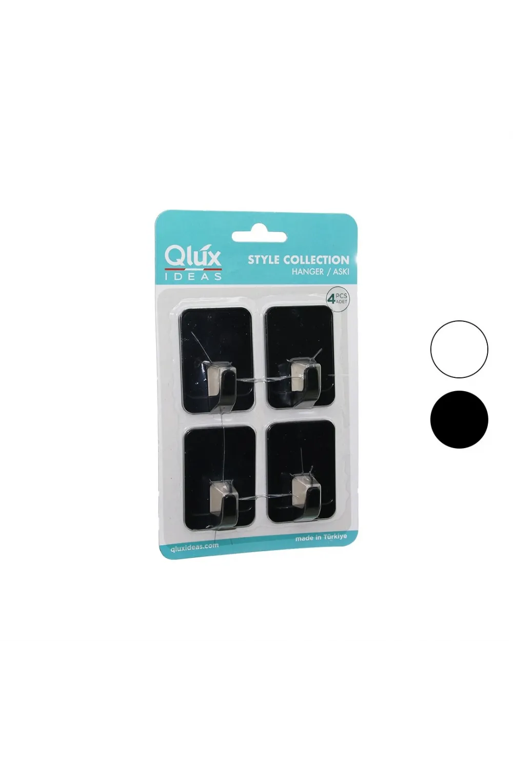 4pcs Cloud Askı No-2 Siyah - Beyaz Plastik Yapışkanlı Montaj